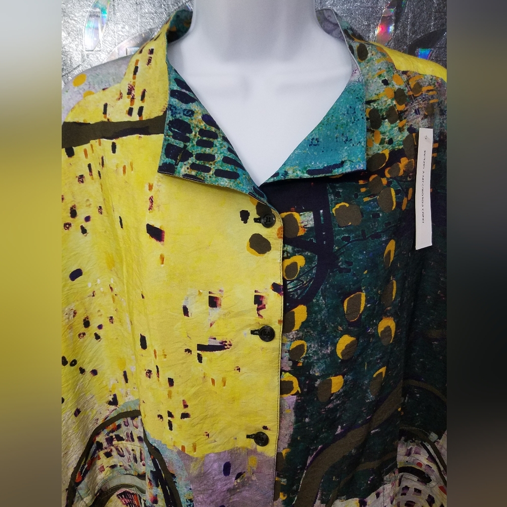 Abstract Yellow and Green Women's Tunic